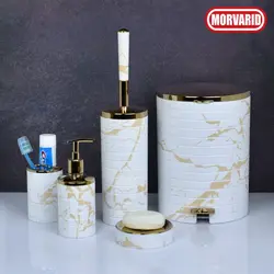 ست ۵ پارچه ویولت خط دار طلایی pvd - پرشین مروارید