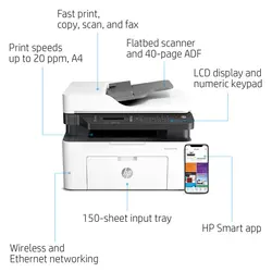 پرینتر 4کاره لیزری اچ پی Laser MFP 137fnw با گوشی - پرینتر صنعت