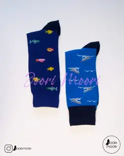 جوراب ساقدار مردانه طرح دریایی-1073