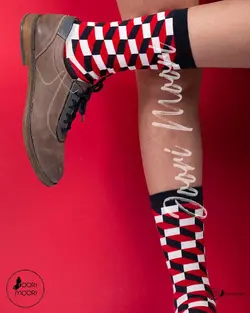 جوراب ساقدار طرح هندسی-1012