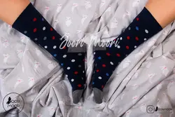 جوراب ساقدار خال خالی سورمه ای-1009