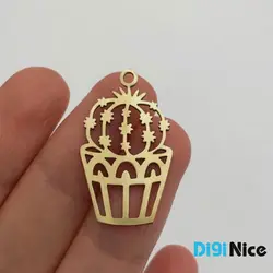گردنبند طلا 18 عیار طرح کاکتوس کد DN-P1032