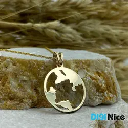 گردنبند طلا 18 عیار طرح کره زمین کد DN-P1105