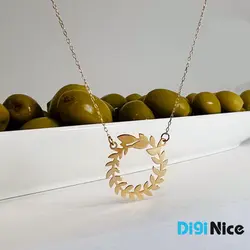 گردنبند طلا 18 عیار طرح برگ زیتون کد DN-P0338