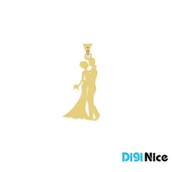 گردنبند طلا 18 عیار طرح عروس و داماد (کد DN-P1902)