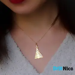 گردنبند طلا 18 عیار طرح درخت کریسمس (کد DN-P2051)