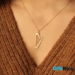 گردنبند طلا 18 عیار طرح ساز چنگ (کد DN-P2337)