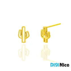 گوشواره میخی طلا 18 عیار طرح کاکتوس (کد DN-GE0044)
