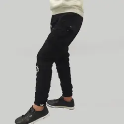 شلوار لی طرح اسلش مشکی 2058