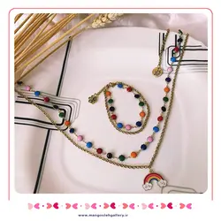 نیم ست رنگی رنگی استیل - فروشگاه بدلیجات و زیورآلات منگوله