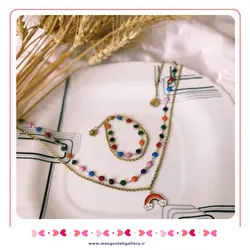 نیم ست رنگی رنگی استیل - فروشگاه بدلیجات و زیورآلات منگوله