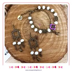 نیم ست دستبند و گوشواره کریستال سفید