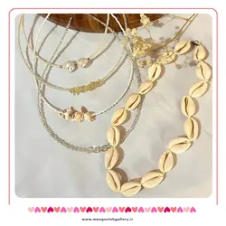 گردنبند منجق و صدف نامنظم - فروشگاه بدلیجات و زیورآلات منگوله