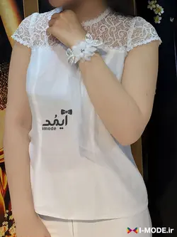 تاپ زنانه مجلسی شومیز عقد محضری عروس تاپ دخترانه سفید - فروشگاه اینترنتی مد و لباس آیمد
