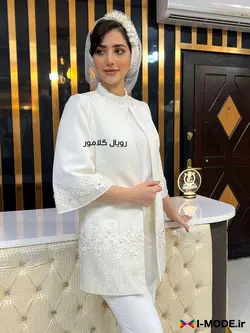 مانتو عروس سپید مانتو عقد محضری جدید مانتو مجلسی سفید مزونی - فروشگاه اینترنتی مد و لباس آیمد