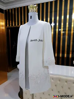 مانتو عروس سپید مانتو عقد محضری جدید مانتو مجلسی سفید مزونی - فروشگاه اینترنتی مد و لباس آیمد