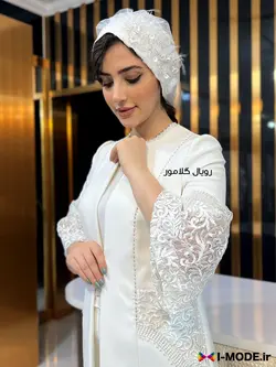 مانتو عقد محضری لیانا مانتو عروس شیک مانتو مجلسی سفید زنانه - فروشگاه اینترنتی مد و لباس آیمد