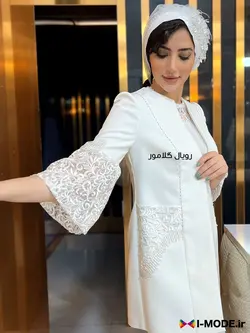 مانتو عقد محضری لیانا مانتو عروس شیک مانتو مجلسی سفید زنانه - فروشگاه اینترنتی مد و لباس آیمد