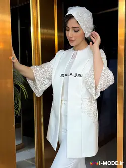 مانتو عقد محضری لیانا مانتو عروس شیک مانتو مجلسی سفید زنانه - فروشگاه اینترنتی مد و لباس آیمد