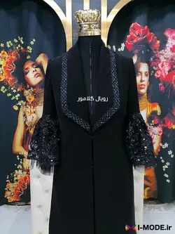 قیمت خرید مانتو مشکی مجلسی بلند شیک مدل مانتو مشکی ترکیبی