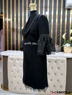 قیمت خرید مانتو مشکی مجلسی بلند شیک مدل مانتو مشکی ترکیبی