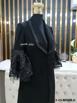 قیمت خرید مانتو مشکی مجلسی بلند شیک مدل مانتو مشکی ترکیبی