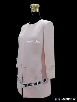 قیمت خرید مانتو عروس رنگی شیک مانتو صورتی مروارید دوزی عقد