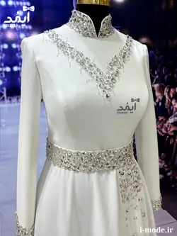 خرید لباس عقد محضری جواهر دوزی مدل آیسان 2 لباس نامزدی بلند