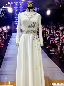 خرید لباس عقد محضری جواهر دوزی مدل آیسان 2 لباس نامزدی بلند