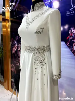 خرید لباس عقد محضری جواهر دوزی مدل آیسان 2 لباس نامزدی بلند