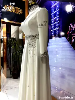 خرید لباس عقد محضری جواهر دوزی مدل آیسان 2 لباس نامزدی بلند