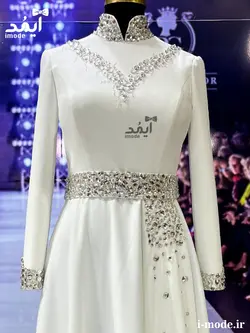 خرید لباس عقد محضری جواهر دوزی مدل آیسان 2 لباس نامزدی بلند