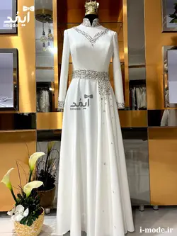 خرید لباس عقد محضری جواهر دوزی مدل آیسان 2 لباس نامزدی بلند