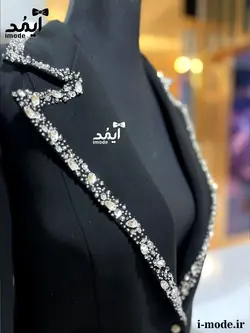 خرید کت مشکی زنانه لاکچری کت مجلسی زنانه جواهر دوزی مزون دوز