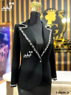 خرید کت مشکی زنانه لاکچری کت مجلسی زنانه جواهر دوزی مزون دوز