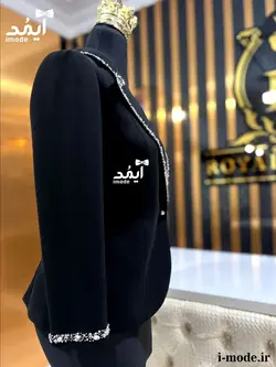 خرید کت مشکی زنانه لاکچری کت مجلسی زنانه جواهر دوزی مزون دوز