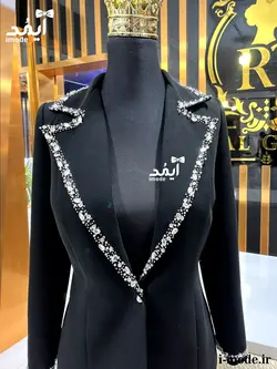 خرید کت مشکی زنانه لاکچری کت مجلسی زنانه جواهر دوزی مزون دوز