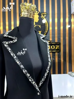 خرید کت مشکی زنانه لاکچری کت مجلسی زنانه جواهر دوزی مزون دوز