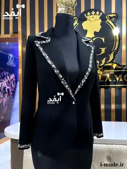 خرید کت مشکی زنانه لاکچری کت مجلسی زنانه جواهر دوزی مزون دوز