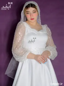 خرید لباس عقد محضر لاکچری پیراهن عقد محضری جواهر دوزی آیمد
