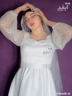 خرید لباس عقد محضر لاکچری پیراهن عقد محضری جواهر دوزی آیمد