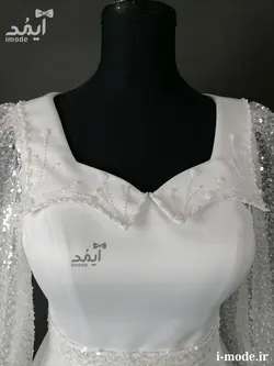 خرید لباس عقد محضر لاکچری پیراهن عقد محضری جواهر دوزی آیمد