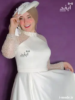 خرید لباس عقد جواهر دوزی شیک پیراهن عقد محضری لاکچری آیمد