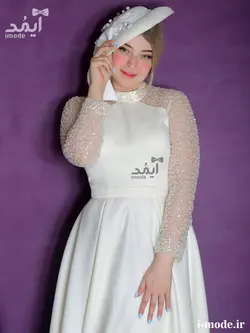 خرید لباس عقد جواهر دوزی شیک پیراهن عقد محضری لاکچری آیمد