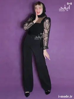 ست بادی مجلسی با شلوار مدل شکیبا بادی مجلسی مشکی زنانه - مزون آیمد