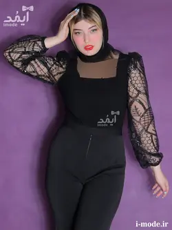 ست بادی مجلسی با شلوار مدل شکیبا بادی مجلسی مشکی زنانه - مزون آیمد