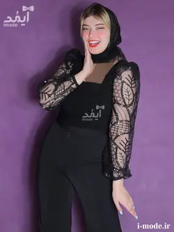 ست بادی مجلسی با شلوار مدل شکیبا بادی مجلسی مشکی زنانه - مزون آیمد