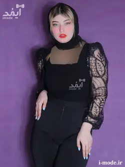 ست بادی مجلسی با شلوار مدل شکیبا بادی مجلسی مشکی زنانه - مزون آیمد