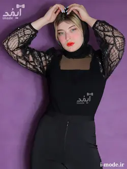 ست بادی مجلسی با شلوار مدل شکیبا بادی مجلسی مشکی زنانه - مزون آیمد