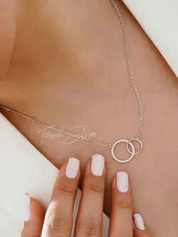 گردنبند نقره دو دایره با زنجیر MT 1039